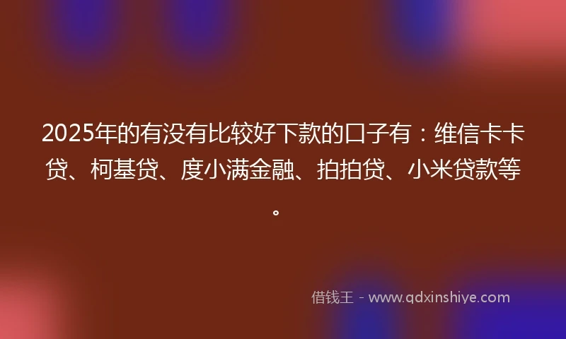 2025年的有没有比较好下款的口子有：维信卡卡贷、柯基贷、度小满金融、拍拍贷、小米贷款等。