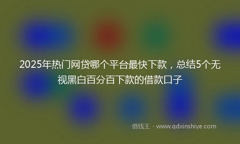 2025年热门网贷哪个平台最快下款，总结5个无视黑白百分百下款的借款口子