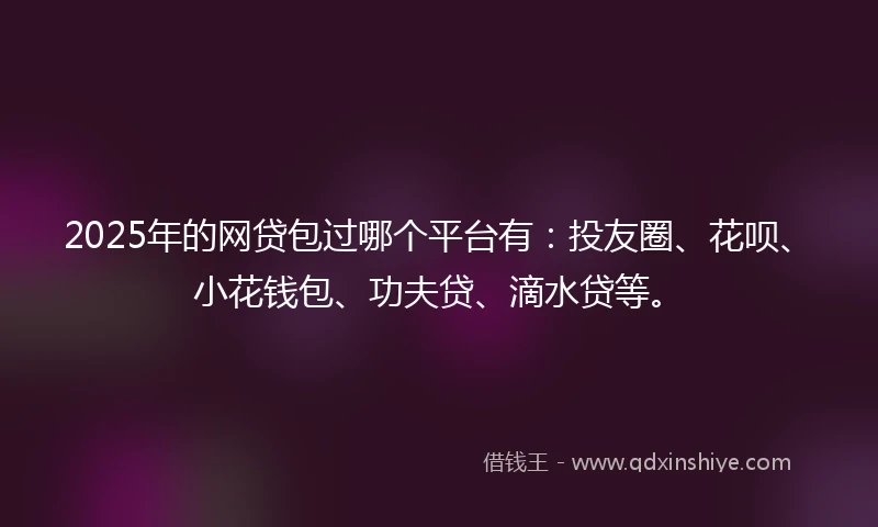2025年的网贷包过哪个平台有：投友圈、花呗、小花钱包、功夫贷、滴水贷等。