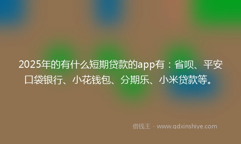 2025年的有什么短期贷款的app有：省呗、平安口袋银行、小花钱包、分期乐、小米贷款等。