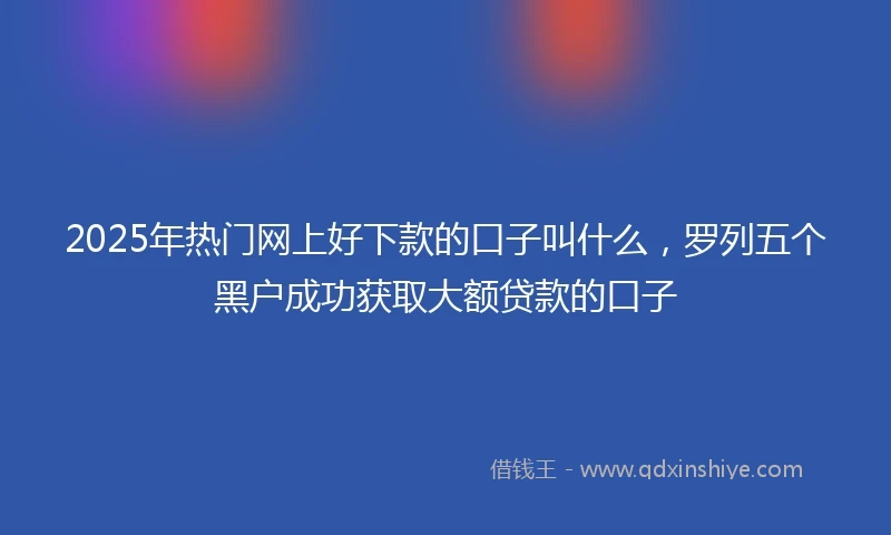 2025年热门网上好下款的口子叫什么，罗列五个黑户成功获取大额贷款的口子