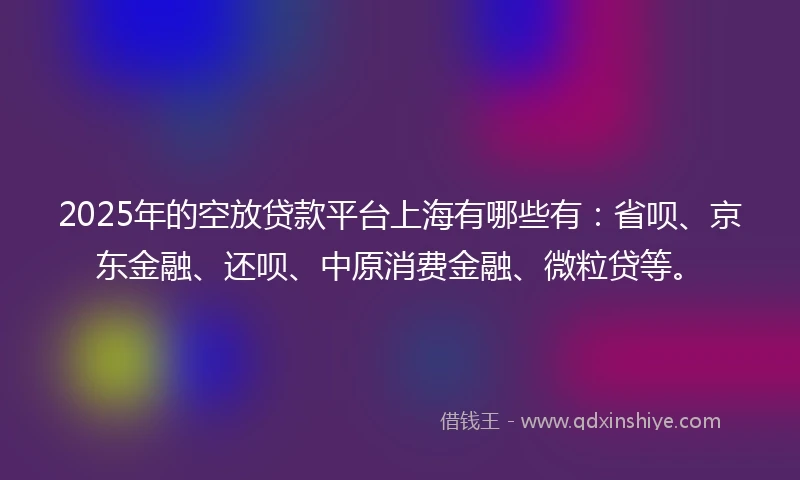 2025年的空放贷款平台上海有哪些有：省呗、京东金融、还呗、中原消费金融、微粒贷等。