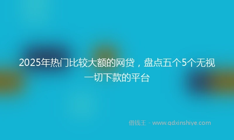 2025年热门比较大额的网贷，盘点五个5个无视一切下款的平台