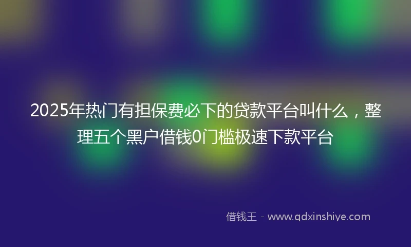 2025年热门有担保费必下的贷款平台叫什么，整理五个黑户借钱0门槛极速下款平台