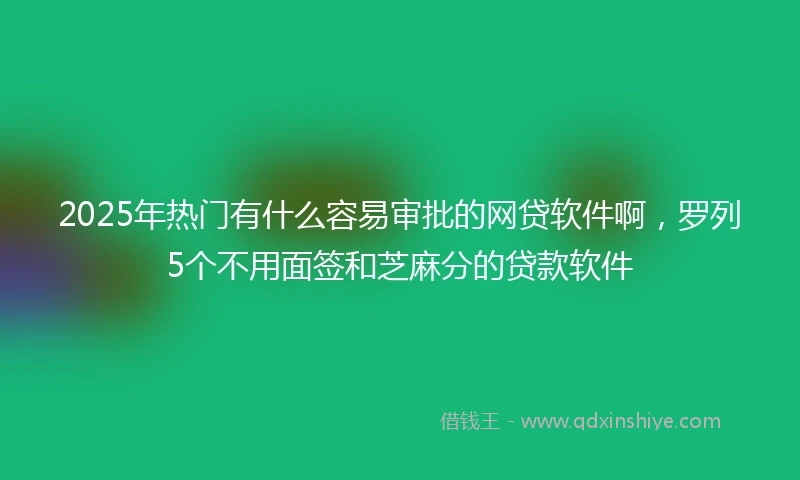 2025年热门有什么容易审批的网贷软件啊，罗列5个不用面签和芝麻分的贷款软件