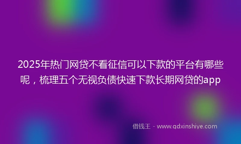 2025年热门网贷不看征信可以下款的平台有哪些呢，梳理五个无视负债快速下款长期网贷的app