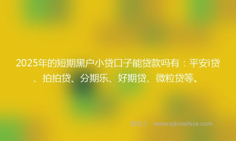 2025年的短期黑户小贷口子能贷款吗有：平安i贷、拍拍贷、分期乐、好期贷、微粒贷等。