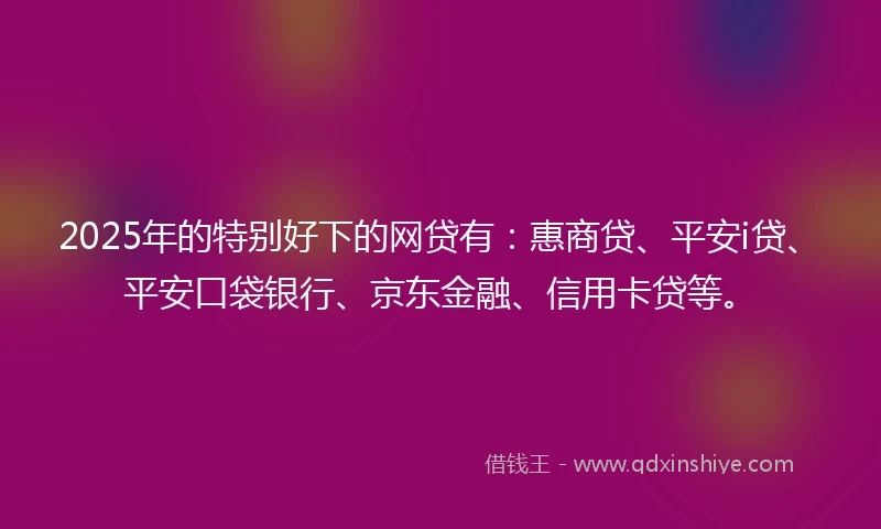 2025年的特别好下的网贷有：惠商贷、平安i贷、平安口袋银行、京东金融、信用卡贷等。
