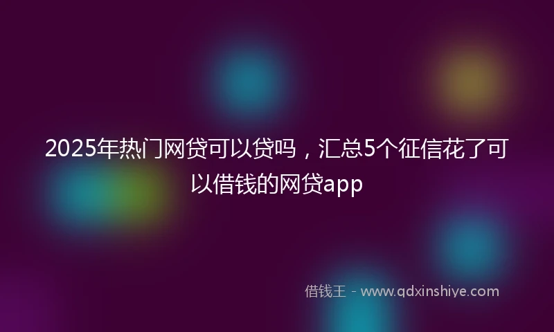 2025年热门网贷可以贷吗，汇总5个征信花了可以借钱的网贷app