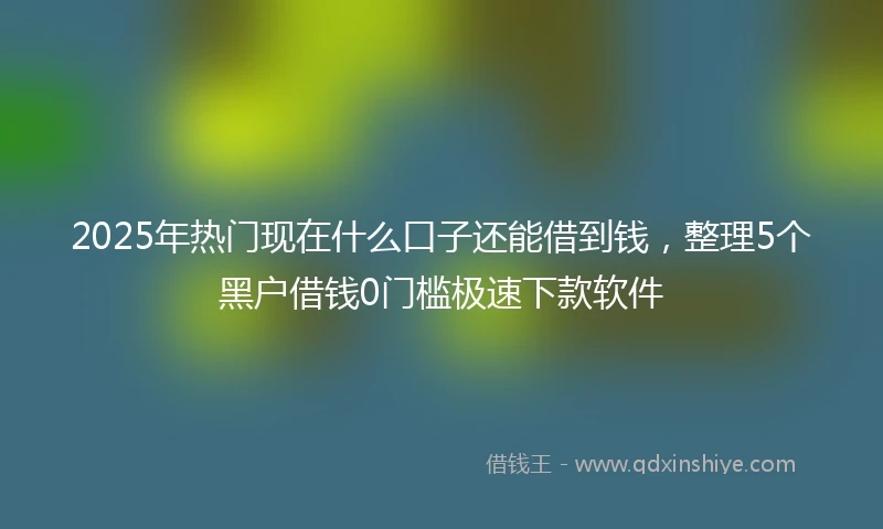 2025年热门现在什么口子还能借到钱，整理5个黑户借钱0门槛极速下款软件