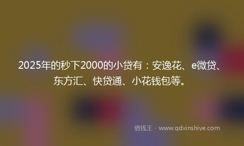 2025年的秒下2000的小贷有：安逸花、e微贷、东方汇、快贷通、小花钱包等。