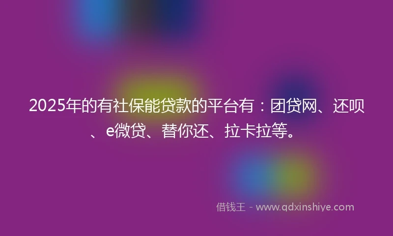 2025年的有社保能贷款的平台有：团贷网、还呗、e微贷、替你还、拉卡拉等。