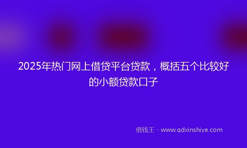 2025年热门网上借贷平台贷款，概括五个比较好的小额贷款口子