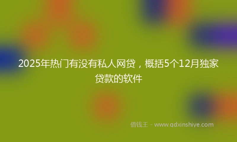 2025年热门有没有私人网贷，概括5个12月独家贷款的软件