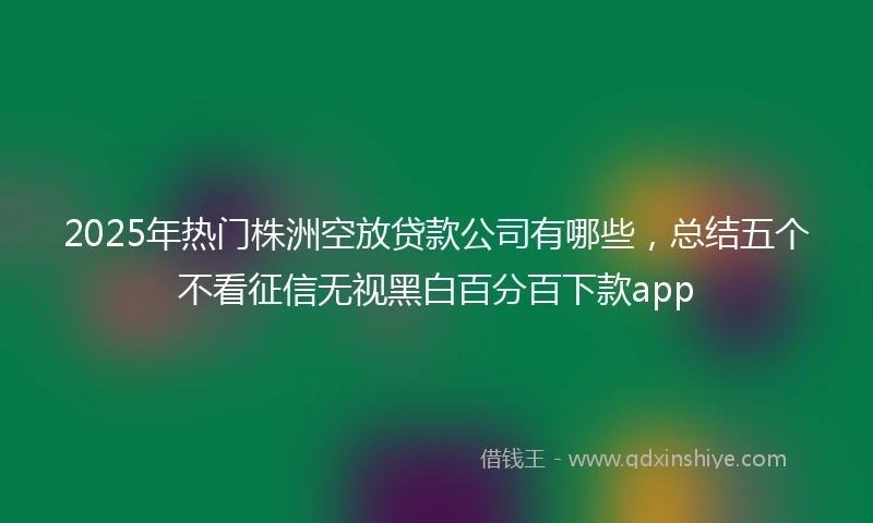 2025年热门株洲空放贷款公司有哪些，总结五个不看征信无视黑白百分百下款app