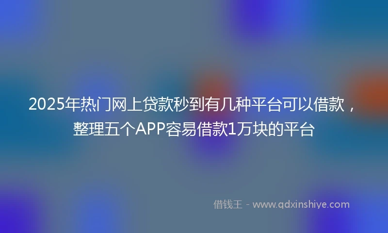 2025年热门网上贷款秒到有几种平台可以借款，整理五个APP容易借款1万块的平台