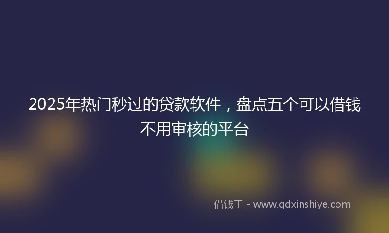 2025年热门秒过的贷款软件，盘点五个可以借钱不用审核的平台