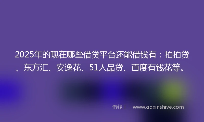 2025年的现在哪些借贷平台还能借钱有：拍拍贷、东方汇、安逸花、51人品贷、百度有钱花等。