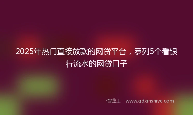 2025年热门直接放款的网贷平台，罗列5个看银行流水的网贷口子