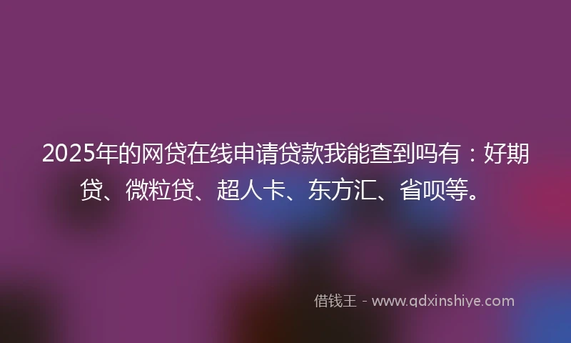 2025年的网贷在线申请贷款我能查到吗有：好期贷、微粒贷、超人卡、东方汇、省呗等。