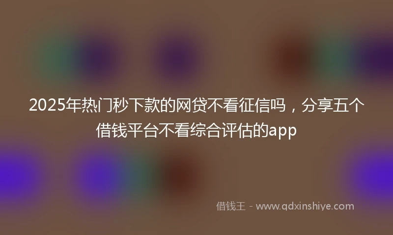 2025年热门秒下款的网贷不看征信吗，分享五个借钱平台不看综合评估的app