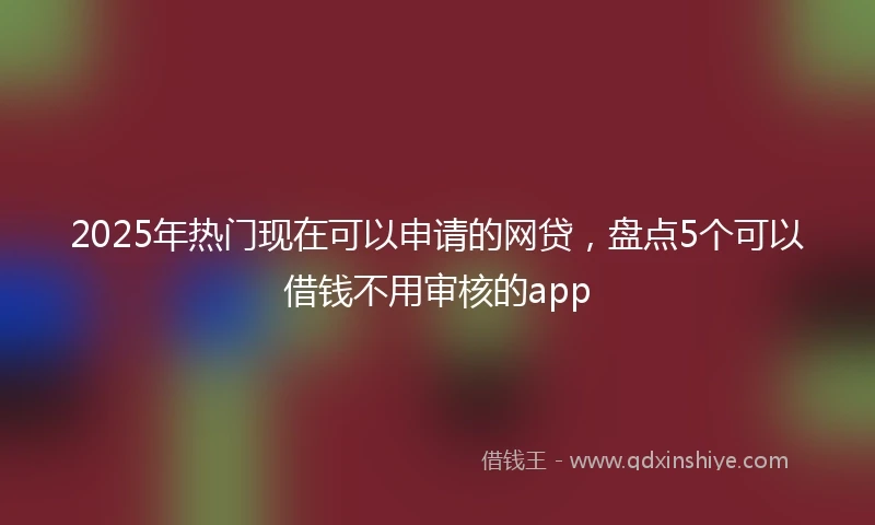 2025年热门现在可以申请的网贷，盘点5个可以借钱不用审核的app