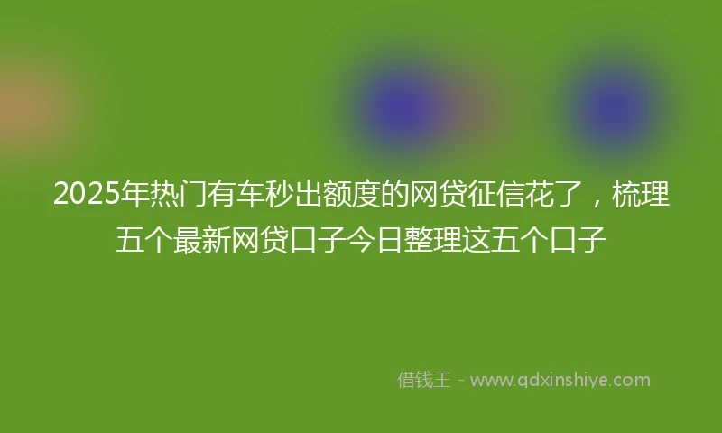 2025年热门有车秒出额度的网贷征信花了，梳理五个最新网贷口子今日整理这五个口子
