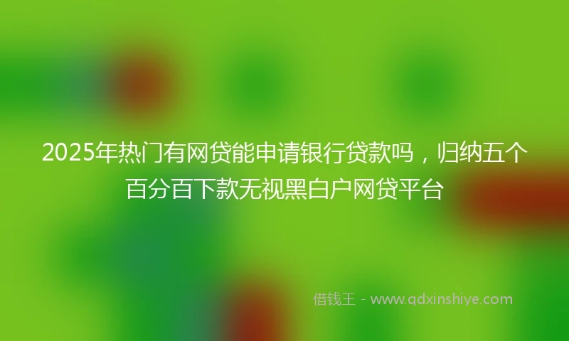 2025年热门有网贷能申请银行贷款吗，归纳五个百分百下款无视黑白户网贷平台