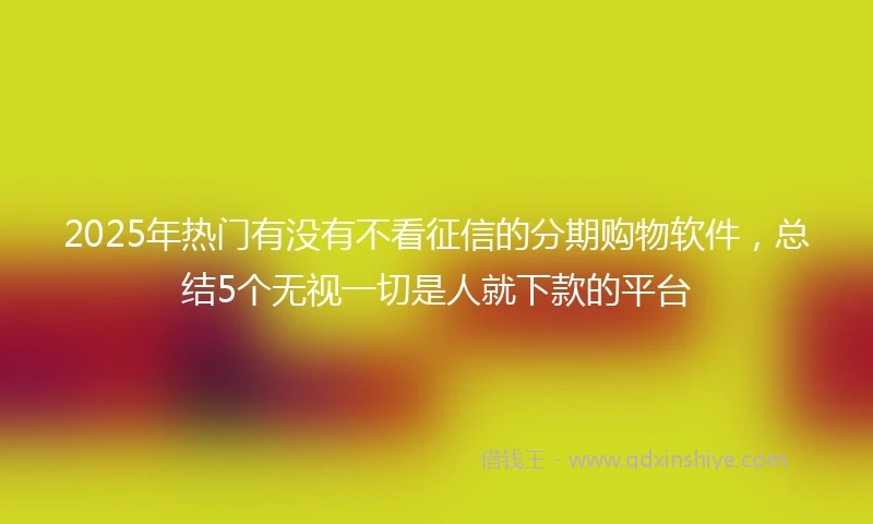 2025年热门有没有不看征信的分期购物软件，总结5个无视一切是人就下款的平台