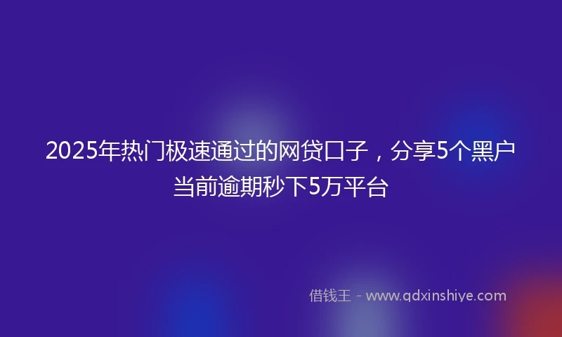 2025年热门极速通过的网贷口子，分享5个黑户当前逾期秒下5万平台