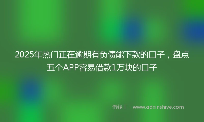 2025年热门正在逾期有负债能下款的口子，盘点五个APP容易借款1万块的口子