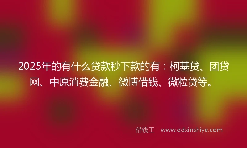 2025年的有什么贷款秒下款的有：柯基贷、团贷网、中原消费金融、微博借钱、微粒贷等。