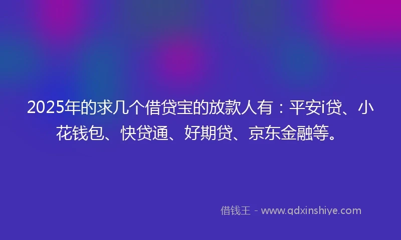 2025年的求几个借贷宝的放款人有：平安i贷、小花钱包、快贷通、好期贷、京东金融等。