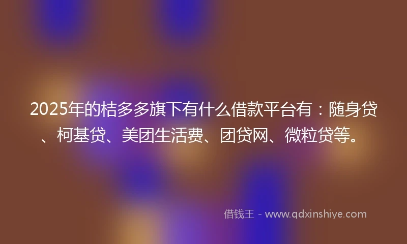 2025年的桔多多旗下有什么借款平台有：随身贷、柯基贷、美团生活费、团贷网、微粒贷等。