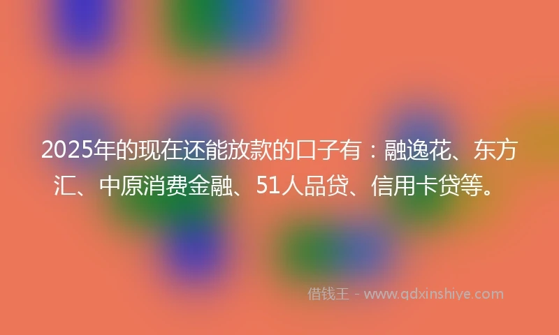 2025年的现在还能放款的口子有：融逸花、东方汇、中原消费金融、51人品贷、信用卡贷等。