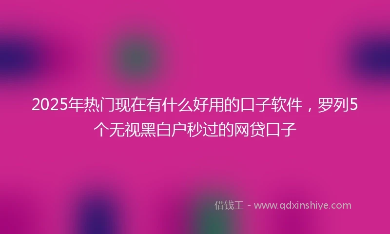 2025年热门现在有什么好用的口子软件，罗列5个无视黑白户秒过的网贷口子