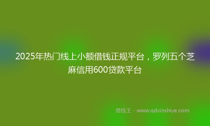 2025年热门线上小额借钱正规平台，罗列五个芝麻信用600贷款平台