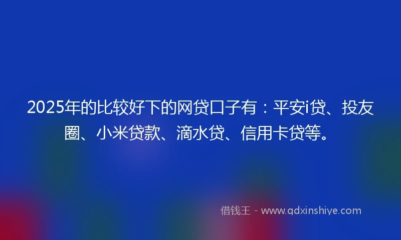 2025年的比较好下的网贷口子有：平安i贷、投友圈、小米贷款、滴水贷、信用卡贷等。