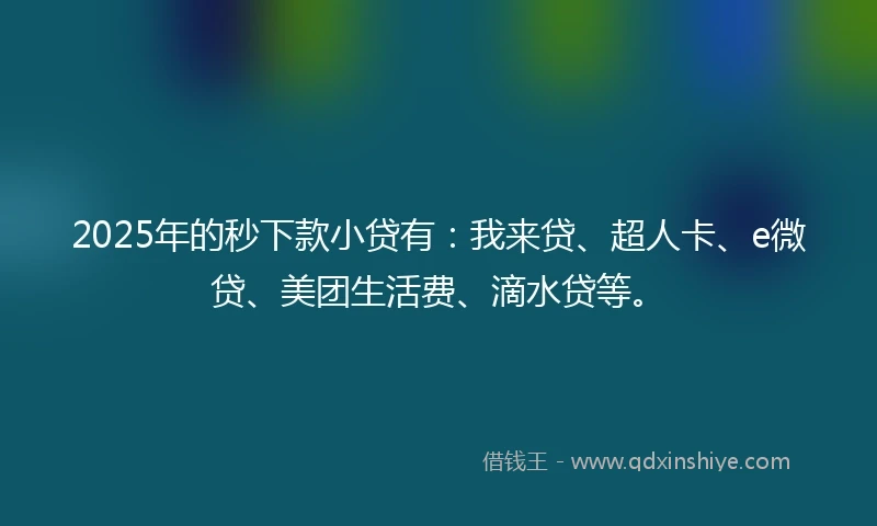 2025年的秒下款小贷有：我来贷、超人卡、e微贷、美团生活费、滴水贷等。