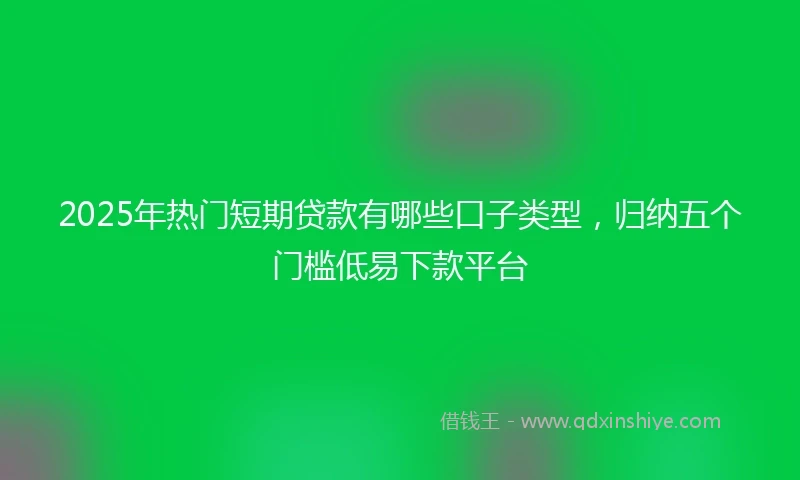 2025年热门短期贷款有哪些口子类型，归纳五个门槛低易下款平台