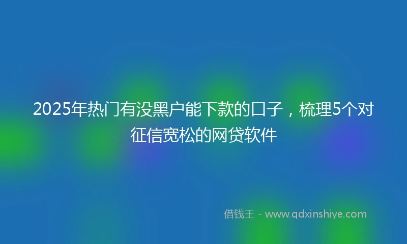 2025年热门有没黑户能下款的口子，梳理5个对征信宽松的网贷软件