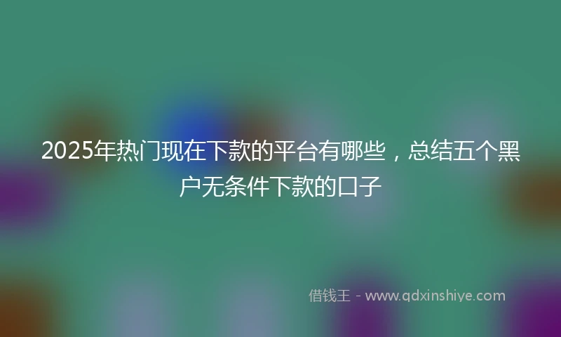 2025年热门现在下款的平台有哪些，总结五个黑户无条件下款的口子