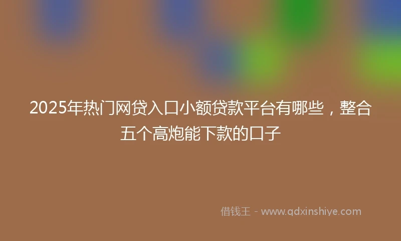 2025年热门网贷入口小额贷款平台有哪些，整合五个高炮能下款的口子