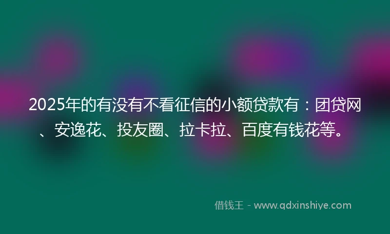 2025年的有没有不看征信的小额贷款有：团贷网、安逸花、投友圈、拉卡拉、百度有钱花等。