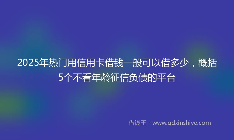 2025年热门用信用卡借钱一般可以借多少，概括5个不看年龄征信负债的平台