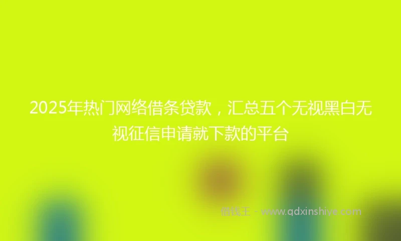 2025年热门网络借条贷款，汇总五个无视黑白无视征信申请就下款的平台