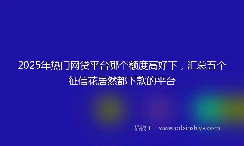 2025年热门网贷平台哪个额度高好下，汇总五个征信花居然都下款的平台