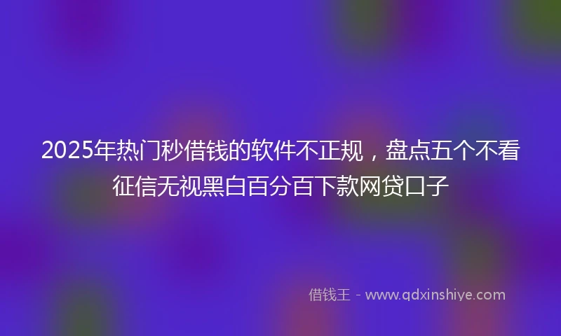2025年热门秒借钱的软件不正规，盘点五个不看征信无视黑白百分百下款网贷口子