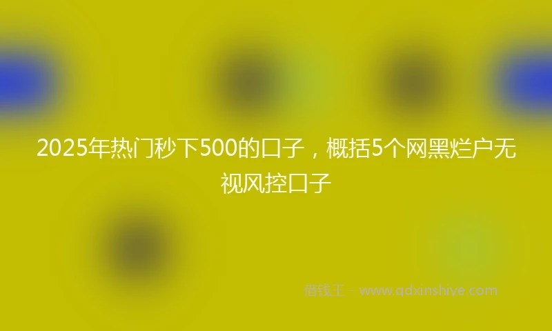 2025年热门秒下500的口子，概括5个网黑烂户无视风控口子