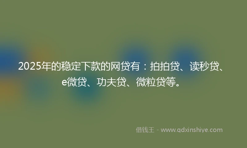 2025年的稳定下款的网贷有：拍拍贷、读秒贷、e微贷、功夫贷、微粒贷等。